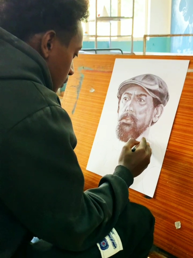 live model drawing ...... . . . pen drawing .  #model #fyp #fouryou #TMS #portrait #livedraw  #drawingprocess @abrhamz3 #ethiopian_tik_tok #process 
