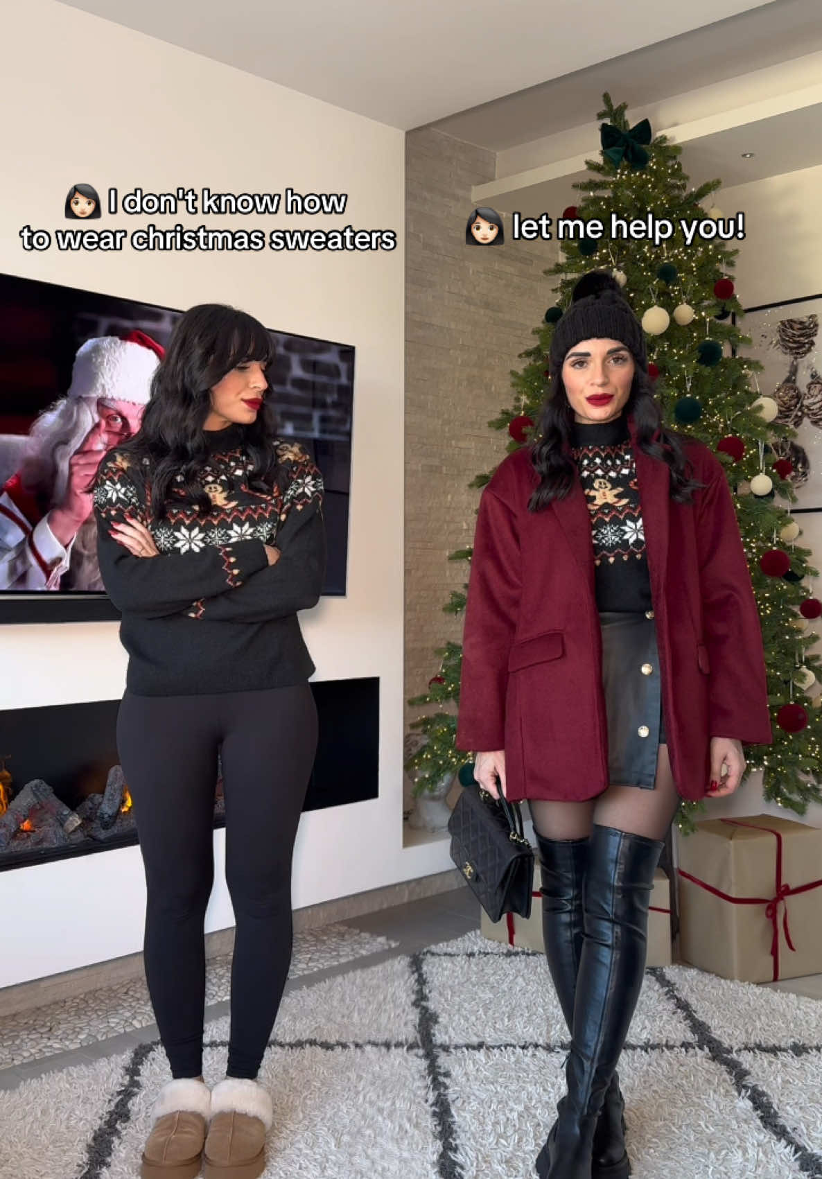 Don’t Know how to wear Christmas sweaters?🎄🎅🏻✨ Let me help you! save this for inspo🥰 What’s your favorite look?1,2 or 3? #ootdinspo #ootdinspiration #ootdshare #ootdstyle #outfitoftheday #outfit #outfits #outfitstyle #styleinspo #explore #amazing #fall #fallaesthetic #christmas 