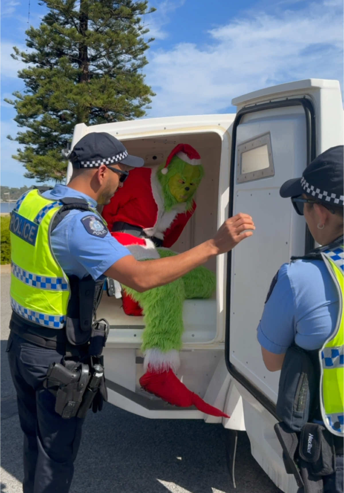 Merry Christmas! Grinchy is thankful that @WA Police Force gave him a second chance! 2 Peter 3:9 #christmas #perth #police #fyp #merrychristmas 
