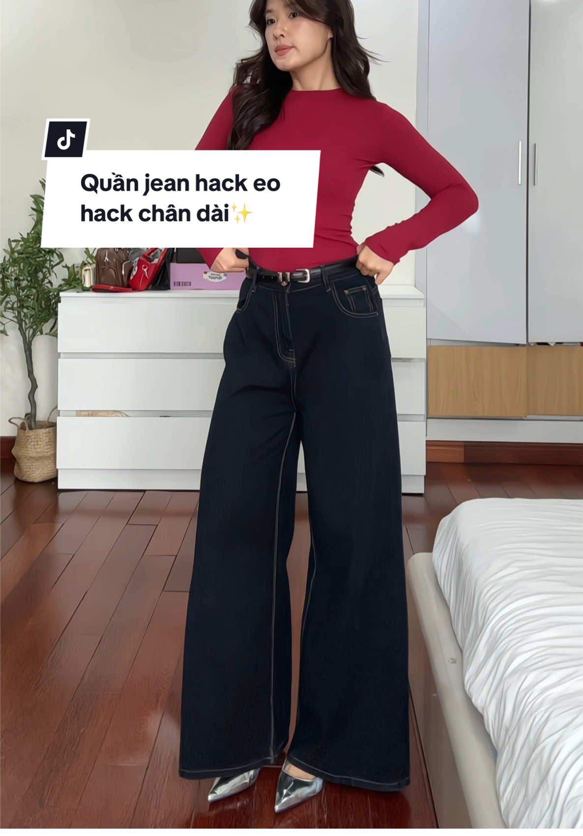 Em quần jean ống rộng loe hack eo hack chân dài đỉnh chóp ✨🔥 #xuhuong #quanjean #jeans #mixandmatch #trending #outfit 
