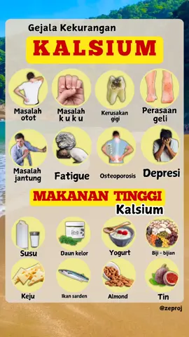 Ciri ciri tubuh kekurangan kalsium dan makanan sumber kalsium yang baik #infosehat #kalsium #osteoporosis 