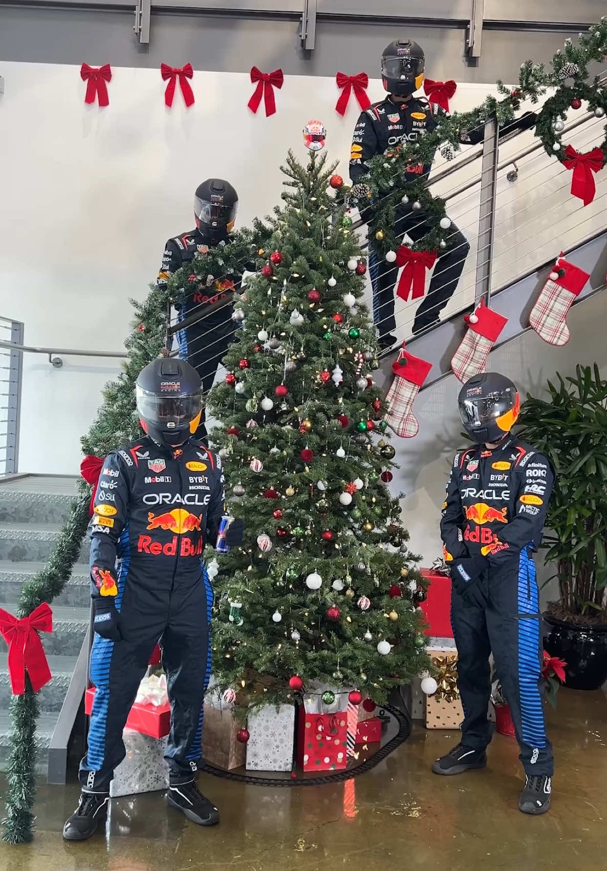Buddy would be proud 🎄  #f1 #decorating #happyholidays #pitcrew #redbullracing 