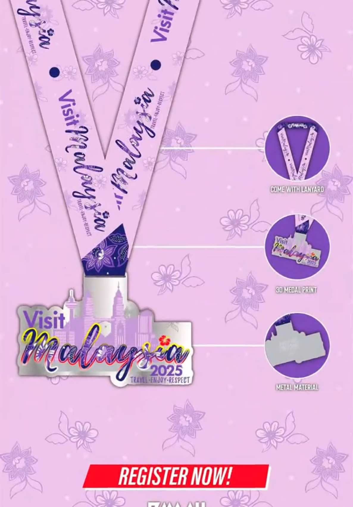 #RegisterNow - DARI  KEINDAHAN PULAU HINGGA KE BANDAR YANG SIBUK , MALAYSIA ADA SEGALANYA✨. PENDAFTARAN 5KM/25KM VISIT MALAYSIA  2025 VIRTUAL RUN TELAH DIBUKA !! “ Berlari sambil menerokai keindahan di Malaysia 