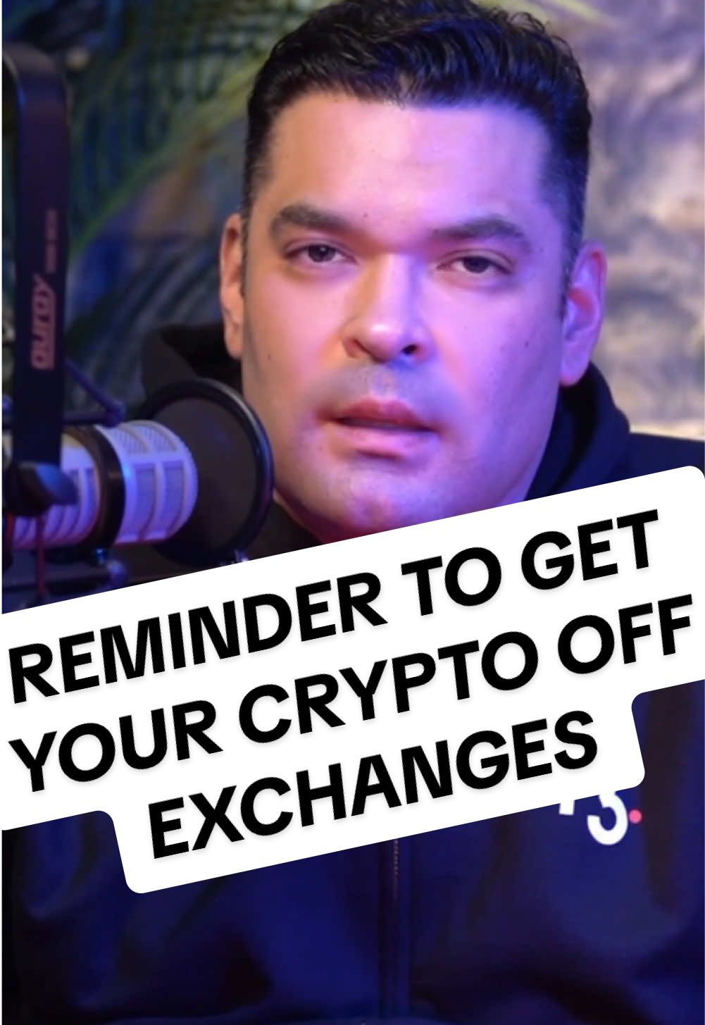 Never leave cryptocurrency on exchanges; you'll regret it. Secure your crypto with self-custody or institutional solutions. Avoid exposing yourself to exchange failures, hacks, or other bad situations. 
