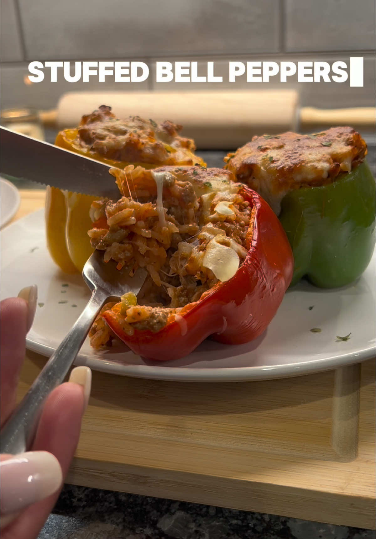 Stuffed Bell Peppers 🫑  #stuffedpeppers #cooking #foodtiktok #recipes #meal #healthyrecipes #rice #groundturkeyrecipes #comfortfood #dinner 