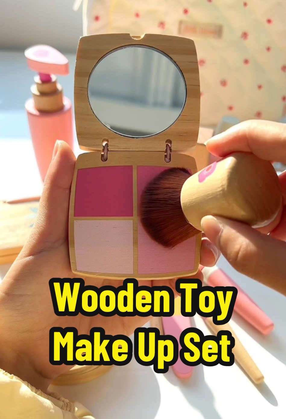 Wooden toy beauty make up set💄, do you like it? #woodentoys #factory #makeuptoys #kidsplay #kidsmakeup #toddlertoys #pretendplay #toys #supplier #manufacture #toyfactory #woodentoyfactory #sourcing #business #fpy 