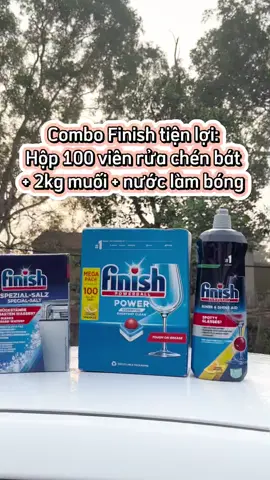 Combo Finish tiện lợi: Hộp 100 viên rửa chén bát hương chanh, 2kg muối, 500ml nước làm bóng #vienruabatfinish #xuhuongtiktok #saleluongve 