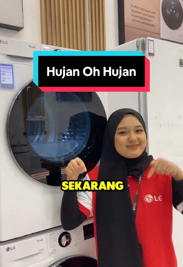 Hujan yang turun bagaikan…haih mujur ade dryer LG, hujan pun baju boleh kering 😌 #dryer #lg #fypシ 