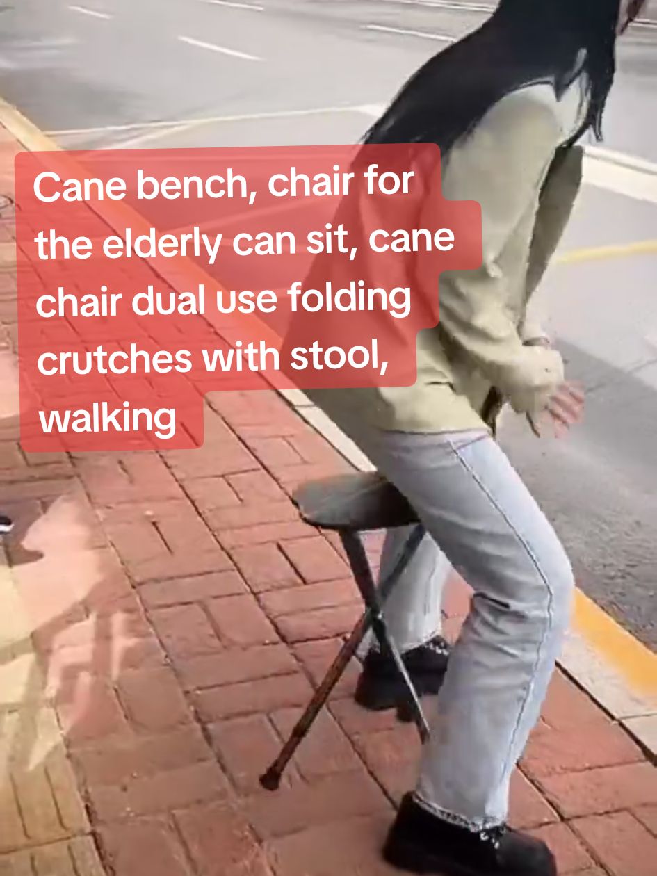 Cane bench, chair for the elderly can sit, cane chair dual use folding crutches with stool, walking and sitting are convenient # crutches chair # multi-functional crutches