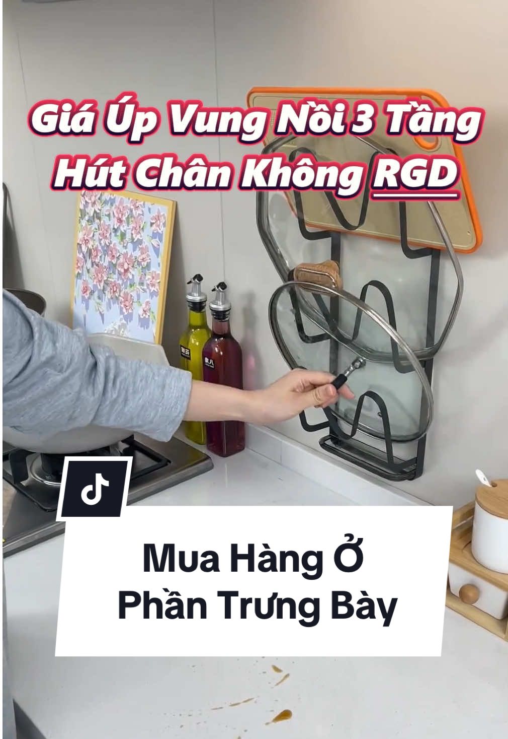 Giá úp vung nồi 3 tầng gắn hút chân không - Lắp đặt dễ dàng ❌không khoan đục, ❌không dính keo #housecare #runggiadung2 #sanphamxuhuong #xuhuongtiktok #giaupvungnoi #keupvung #ketreovungnoi 