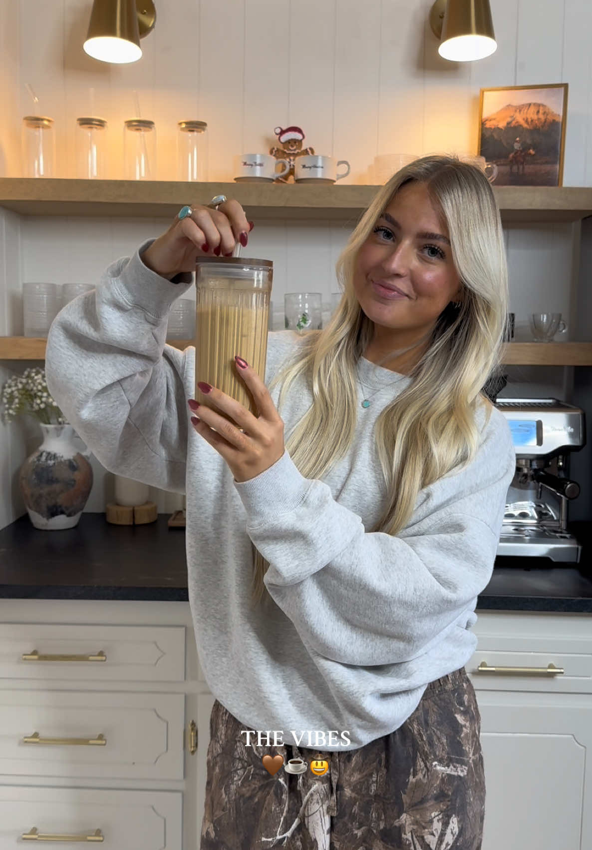 Hi, I’m glad you’re here 🤎 #coffeebar #coffeetiktok #icedlatte #westernstyle #camopants #countrymusic #westernhomedecor #coffeebarathome #athome #utahliving #western 