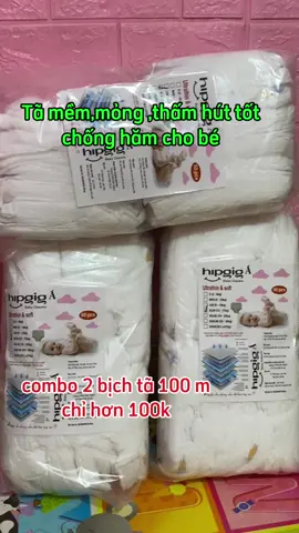 tã cho bé yêu .combo 2 bịch bỉm 100 miếng tã hipging A thấm hút từ 500ml đến 800ml - giá tiết kiệm #tabimchobe #bỉmsữa #bỉm #bimchobe #mevabe #shopmevabe 