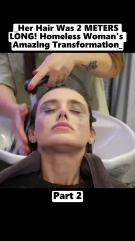 Her Hair Was 2 METERS LONG! Homeless Woman’s Amazing Transformation Part 2 #fyp #hair #hairstyle #asmr #haircut #hairtransformation 