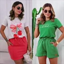 Conjunto Feminino Verão Estonado com Shorts e T-tshirt - por R$69,90 - R$139,90.  Quer o link? Comenta quero.  https://s.shopee.com.br/2qESUHWLYe?share_channel_code=1 #shopee  #achadinhos  #vocesemprelinda