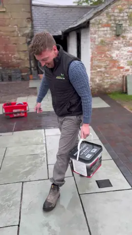 Black grout 😍 #landscaper #construction #build #paving #constructionlife #fyp 