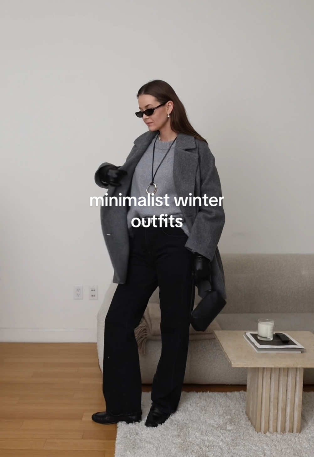 my favorite minimalist winter outfit combo to staying warm and put together 🩶  will link this entire look on shopmy & outfit details 👇  coat @Jenni Kayne  sweater @COS  jeans @7 For All Mankind  necklace & gloves @Banana Republic  loafers @Tony Bianco  #ootd #minimalstyle #outfitinspo #fashiontiktok #outfitideas #winteroutfits 
