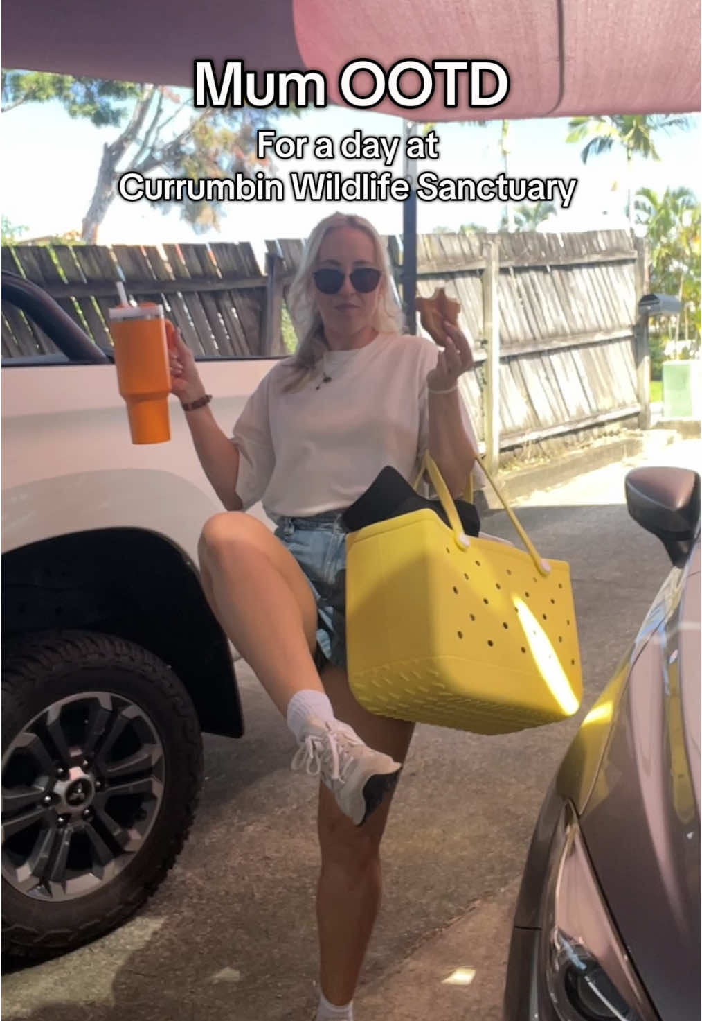 The most mum outfit that ever did mum. Can’t go wrong with denim shorts, oversized basic tee and comfy sneakers for a day out in 35 degree heat with Aussie animals. #currumbinwildlifesanctuary #mumootd #OOTD #mumoutfit #toddlermum #aussiemum #uniqlo #StanleyCup #creatorsearchinsights 