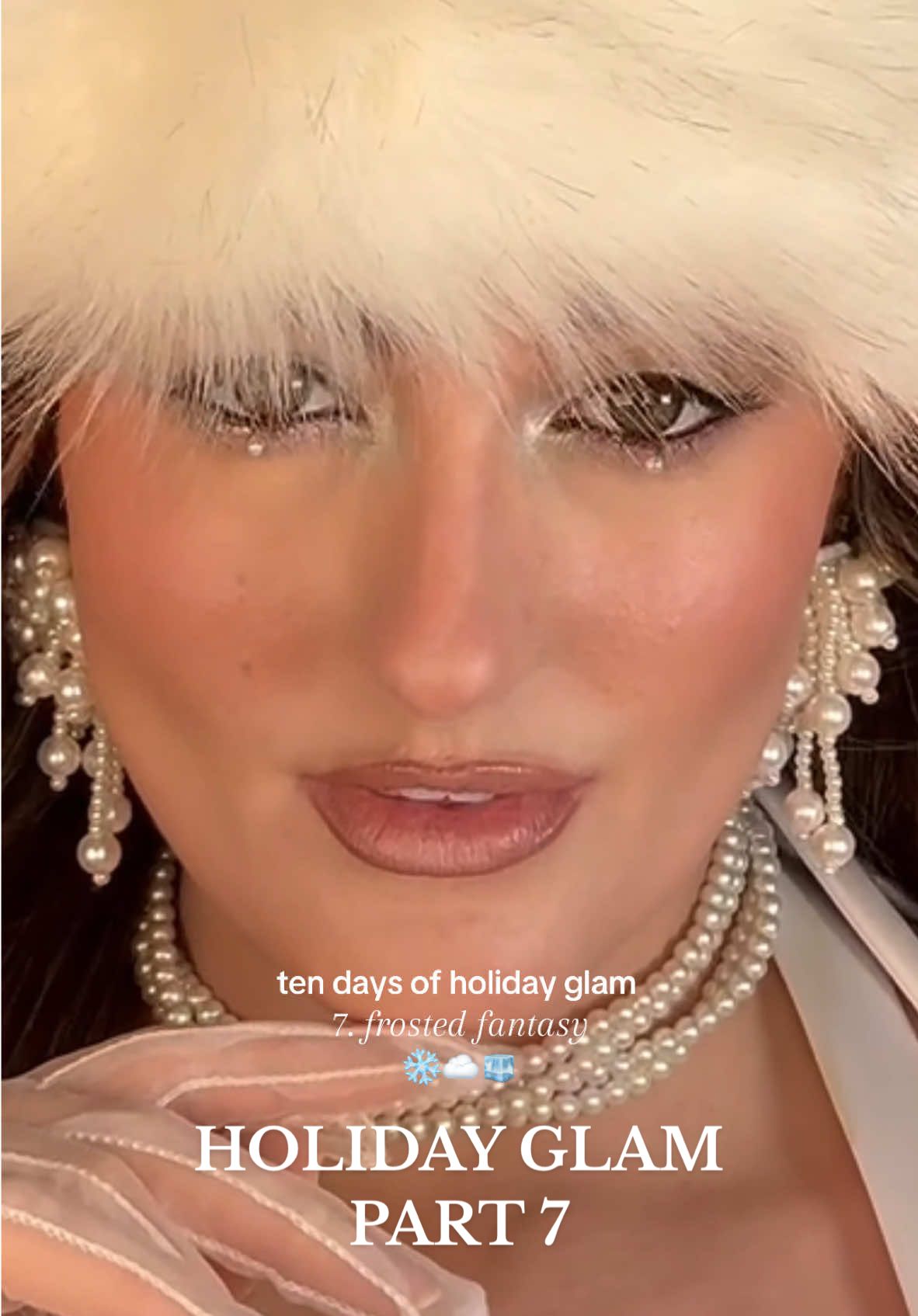 for a snowy NYE, how about frosted fantasy glam ❄️☁️🧊 ? #nyemakeup #wintermakeup #y2kmakeup #whiteeyeshadow #newyearsmakeup #snowmakeup #angelmakeup #frostedeyeshadow 