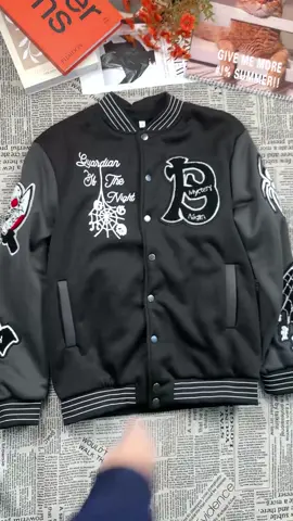 Unisex Varsity Jacket: Fun & Edgy Style! Get ready to stand out with our unisex letter & bat & skull patched button front varsity jacket! This stylish, regular-fit streetwear features a baseball collar and pockets for a practical touch. Perfect for daily wear in fall and winter, it also makes a great gift for that special someone! #VarsityJacket #Streetwear #FallFashion #TikTokShop #ForYou #FYP #halloweencostume #halloween2024 #holloweenoutfit #holloween #holloweenlook #holloweenparty #falldealsforyou #us