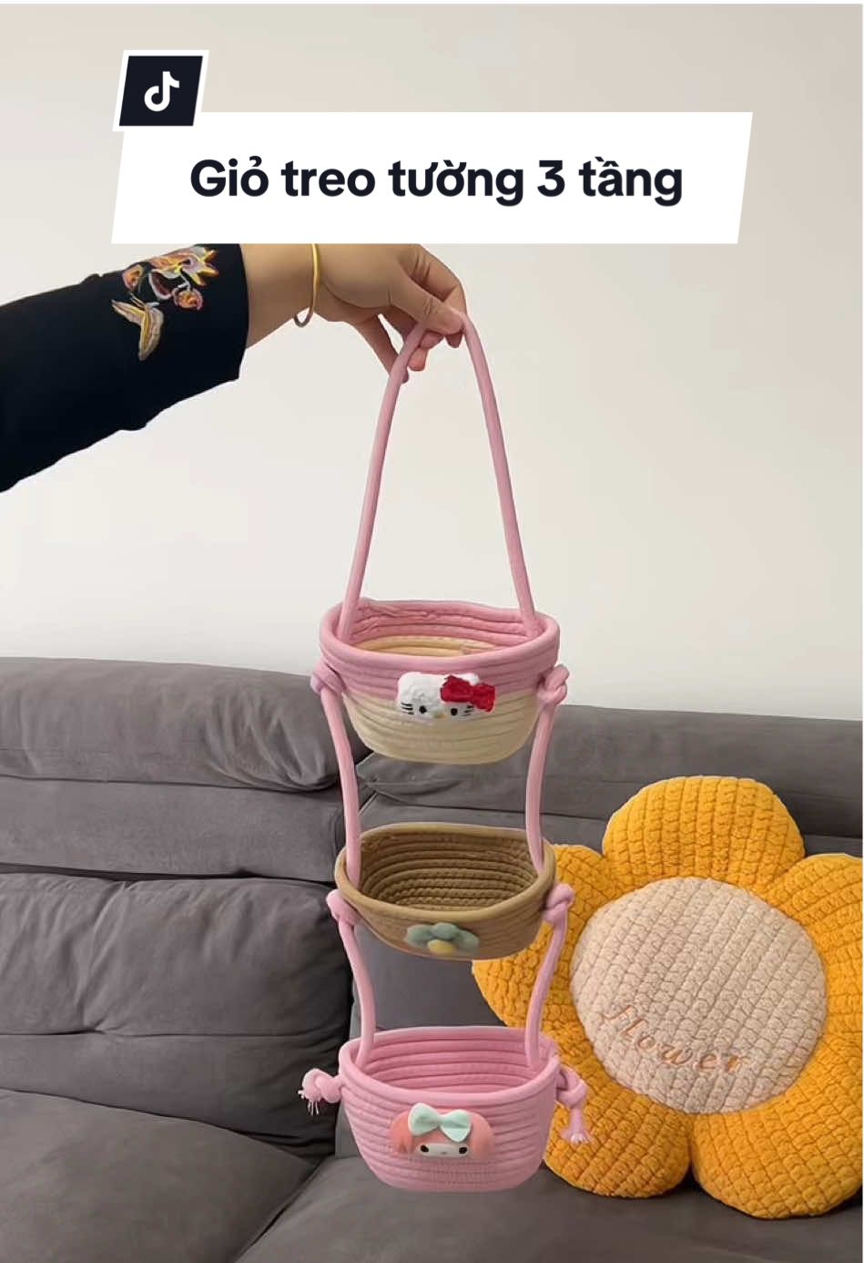 Combo  Giỏ treo 3 tầng đựng đồ tiện dụng đáng yêu ##giỏtreotường##decorxinh