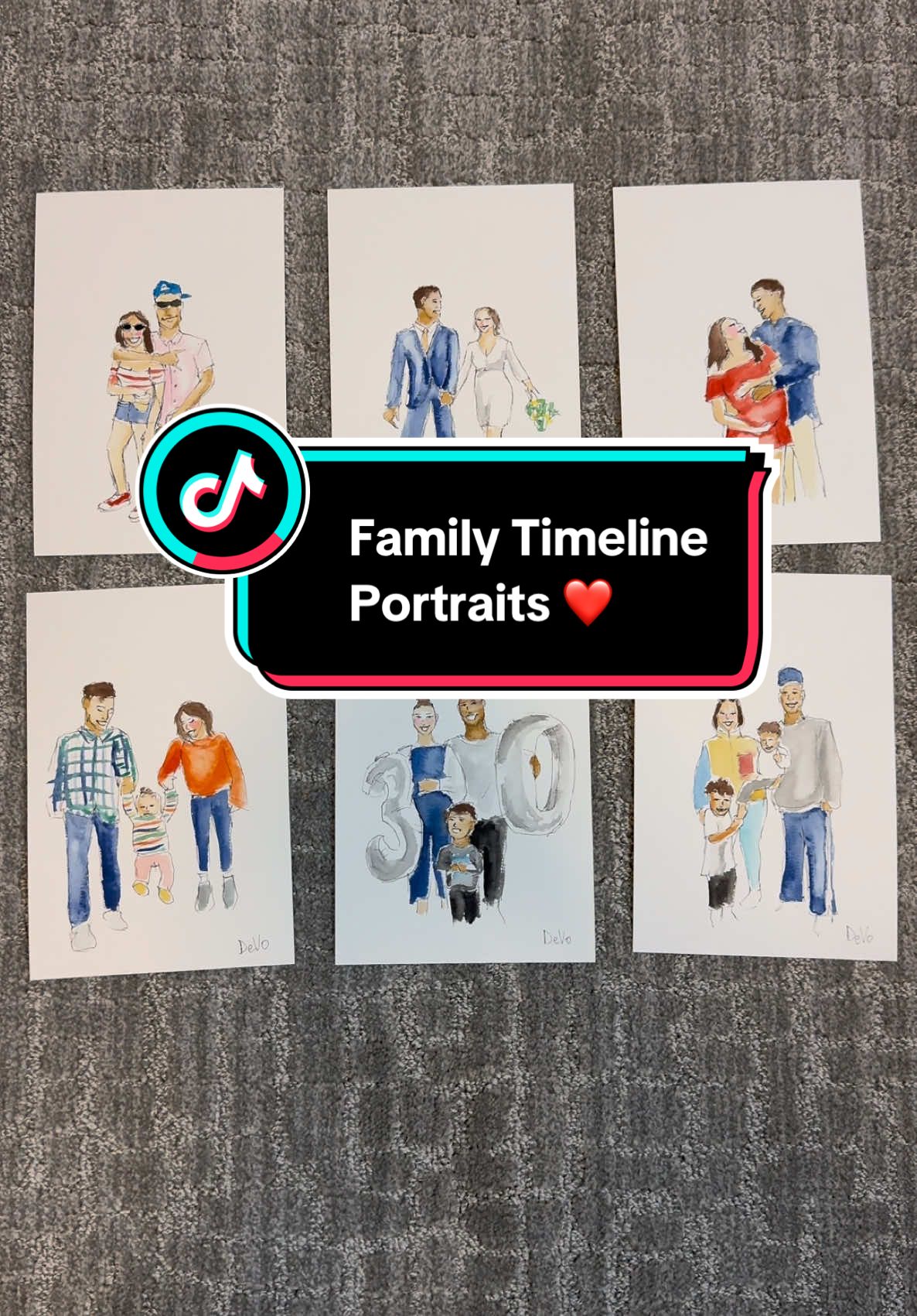 She loved it ! Do you think this is a good gift to give your partner? #familyportraits #diygifts #watercolorartists 