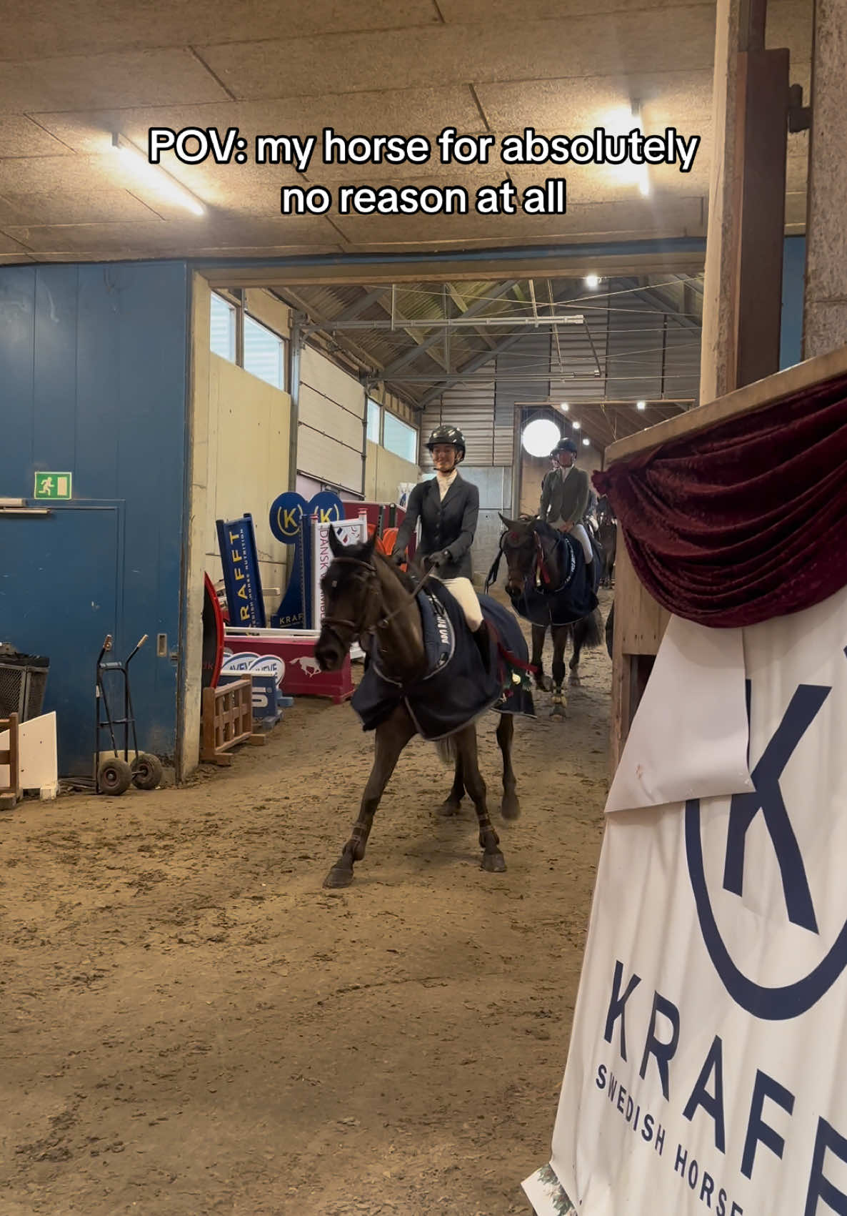 Just Mexi being a little dramatic with no reason at all 😆 He’s such a funny horse 💨 #carolineamalieequestrian #equestrian #mexicanstar 