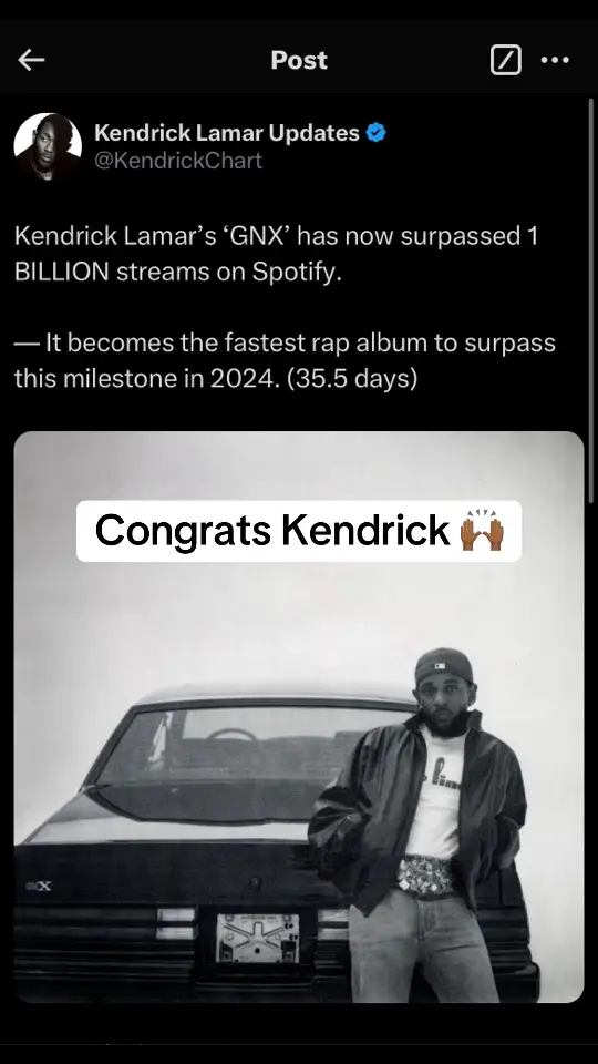 Congrats to Kendrick!! 🥳 #kendricklamar #rap #hiphop #gnx 