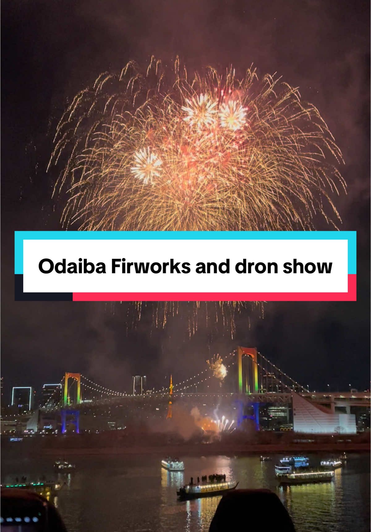 🎆✨ Fireworks and drones at Odaiba! ✨🎇 Such an amazing show with fireworks and drones lighting up the night sky. It was so cool to see! Have you ever been to a show like this? 📍 Odaiba, Tokyo #Tokyo #Japan #Fireworks #drone #JapanTravel #japantrip  #japaneseculture #旅行 #日本旅行 #東京 #絶景 #夜景 #fyp #TravelGuide 