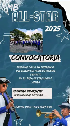 Con o sin experiencia son bien benidos a ser parte de este proyecto de El sunza municipio de izalco #AllStar #musicband #2025#sonsonate🇸🇻ciudad🥥🥥#bandasmusicalesdeelsalvador#convocatoria