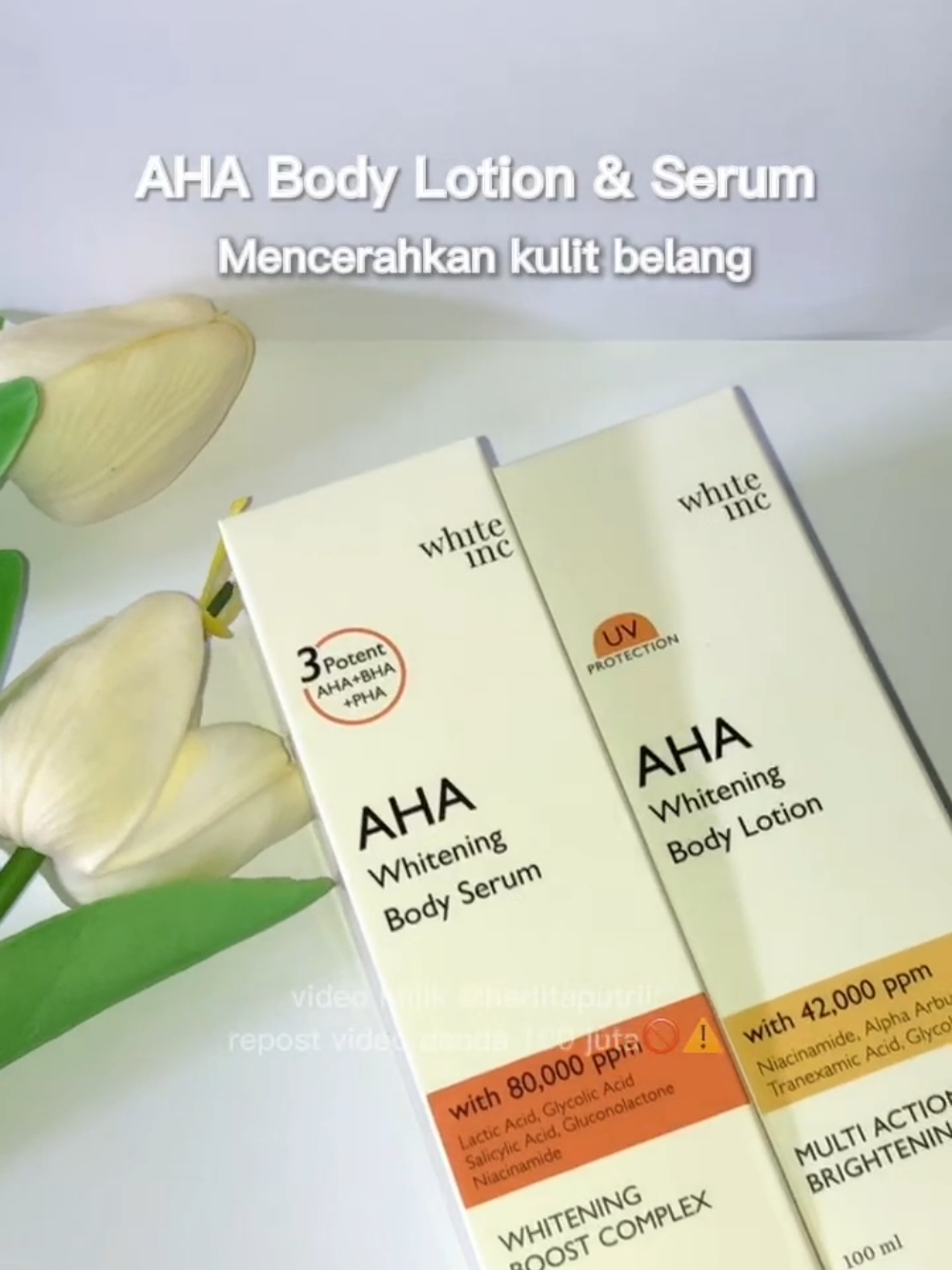 Note : AHA body serum bisa digunakan pagi🌥 dan malam hari🌙, sedangkan AHA body lotion digunakan pagi dan siang hari☀️ #fyp #wibgajian #affiliate #fypシ゚viral #affiliatemarketing #beranda #masukberanda #gebyarbelanjadesember #ahawhiteinc #ahabodyserum #ahabodylotion #whiteinc #bodycare #bodycareroutine 
