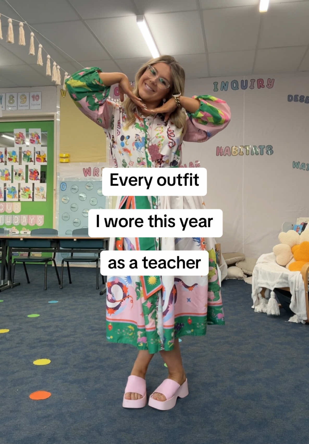 Don’t ask how long this took to edit 🤣 Finding my teacher style through 2024 ✨ #teachersoftiktok #primaryteacher #OOTD #teacheroutfits 