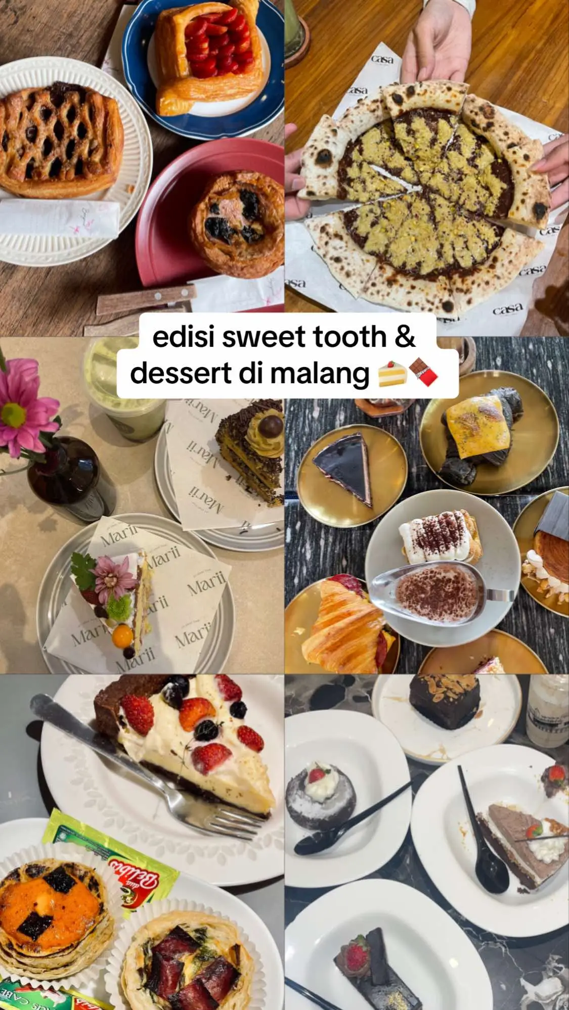 Siapa pecinta dessert? malang seribu cafe dan seribu macem juga macem dessert dan cafe estetik✨ kalo kalian suka nongkrong dimana nih? #malang #cafemalang #dessert ##cake #sweet #fyp #malanghits #malangplacestogo #foryou #kulinertiktok #kulinermalang #foryou #malang24jam #malangterkini #xyzbca 