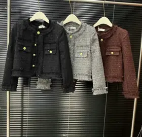 Áo khoác dạ tweet cổ tròn , áo khoác dạ kim tuyến 2 nắp túi cúc đồng #aokhoacdatweet #aokhoac 