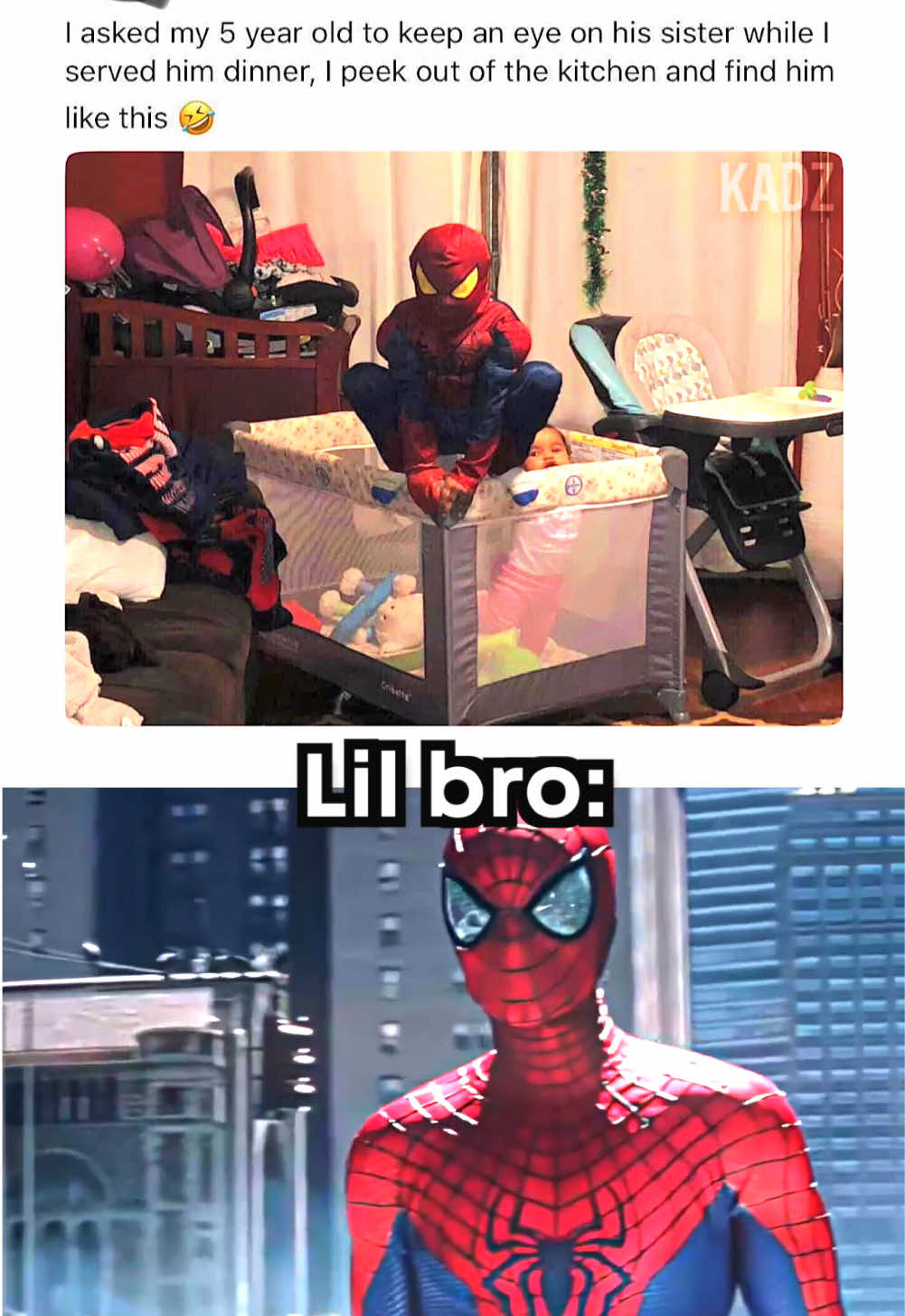 Lil bro is literally Spider-Man 🗿 #meme #memes #spiderman #hero