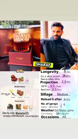 Sharaf Blend by Zimaya is Warm, spicy, sweet and semi-gourmand Fragrance. ✅ ℂ𝕠𝕞𝕡𝕝𝕚𝕞𝕖𝕟𝕥 𝕣𝕒𝕥𝕖 : 𝟠/𝟙𝟘 ✅ 𝔸𝕗𝕗𝕠𝕣𝕕𝕒𝕓𝕝𝕖  ✅ 𝕌𝕟𝕚𝕤𝕖𝕩 ✅ 𝕄𝕒𝕤𝕤 𝔸𝕡𝕡𝕖𝕒𝕝𝕚𝕟𝕘 ʙᴇᴛᴛᴇʀ ᴛʜᴀɴ ʟᴀᴛᴛᴀꜰᴀ ᴋʜᴀᴍʀᴀʜ ? : ʏᴇꜱ 👌 ᴜꜱᴇ ᴍʏ ᴄᴏᴅᴇ ᴍᴀᴅᴀᴅᴀʟɪ15 ᴛᴏ ᴇɴᴊᴏʏ ᴀ 15% ᴅɪꜱᴄᴏᴜɴᴛ. Link is in Highlights ✨ . . . . . . . . . Welcome to the fragrance community! Here, we dive into the world of men's fragrances, exploring the best scents for every occasion. Join us as we discuss: -   Top fragrances for men -   Long lasting fragrances for men -   summer fragrances -   Romantic date night Fragrances -   winter fragrances -   Beast mode fragrances -   Loud Fragrances We explore fragrances based on fashion, trends, and climate, ensuring you always smell your best. Tags #perfume #Fragrance #scent #cologne #aliscents #scentoftheday #perfumes #fragrances #mensfashion #Zimaya #SharafBlend