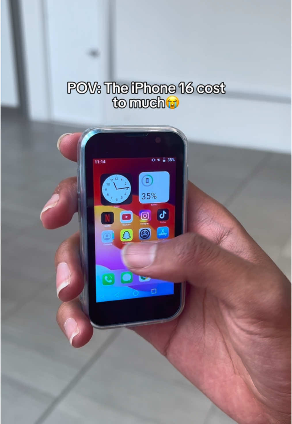 And its 95% cheaper😭💕 #fyp #iphone #samsung #miniphone #apple #mini 