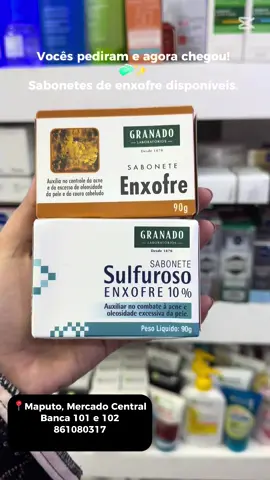 Sabonetes de enxofre disponíveis! Localização: Av. 25 de Setembro, Mercado central, logo à entrada à direita Av. Zedequias Manganhela, Mercado Central, lojas 101 e 102 861080317 #maputo #mozambique #secretbeautymoz #granado #enxofre #sulfur #acne #oleosidade 
