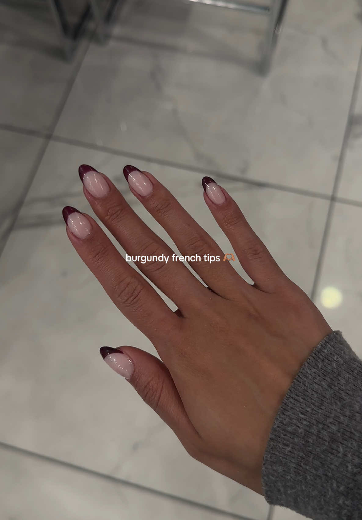 A french tip hates to see me comin 😂 #fyp #contentcreator #nailinspo #burgundynails #almondnails #winternails #classynails #lasvegas #mjnails 
