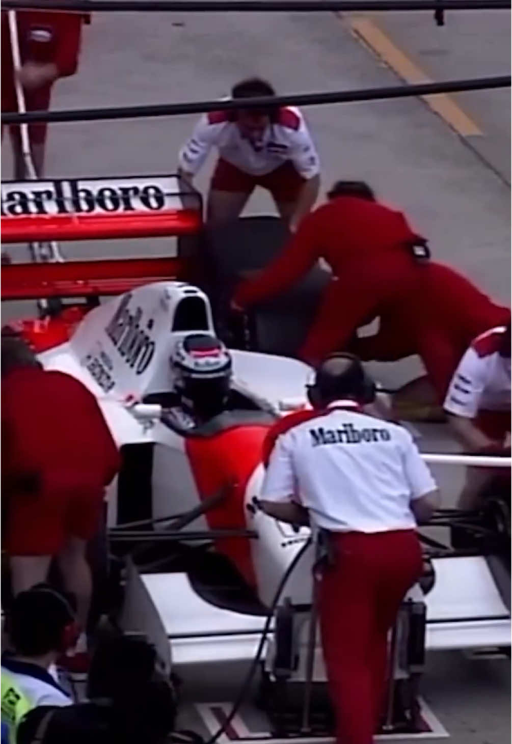 Ayrton Senna in the McLaren Honda at the Suzuka F1 GP - 1992. It was his fifth season with the team, though the MP4/7A car that year was less competitive than previous McLaren models, primarily due to the dominance of Williams with their advanced FW14B. Ayrton unfortunatley finished a DNF in this race.  #senna #ayrtonsenna #f1 #formula1 #formulaone #mclaren #mclarenf1 #honda #racing #marlboro #fyp 