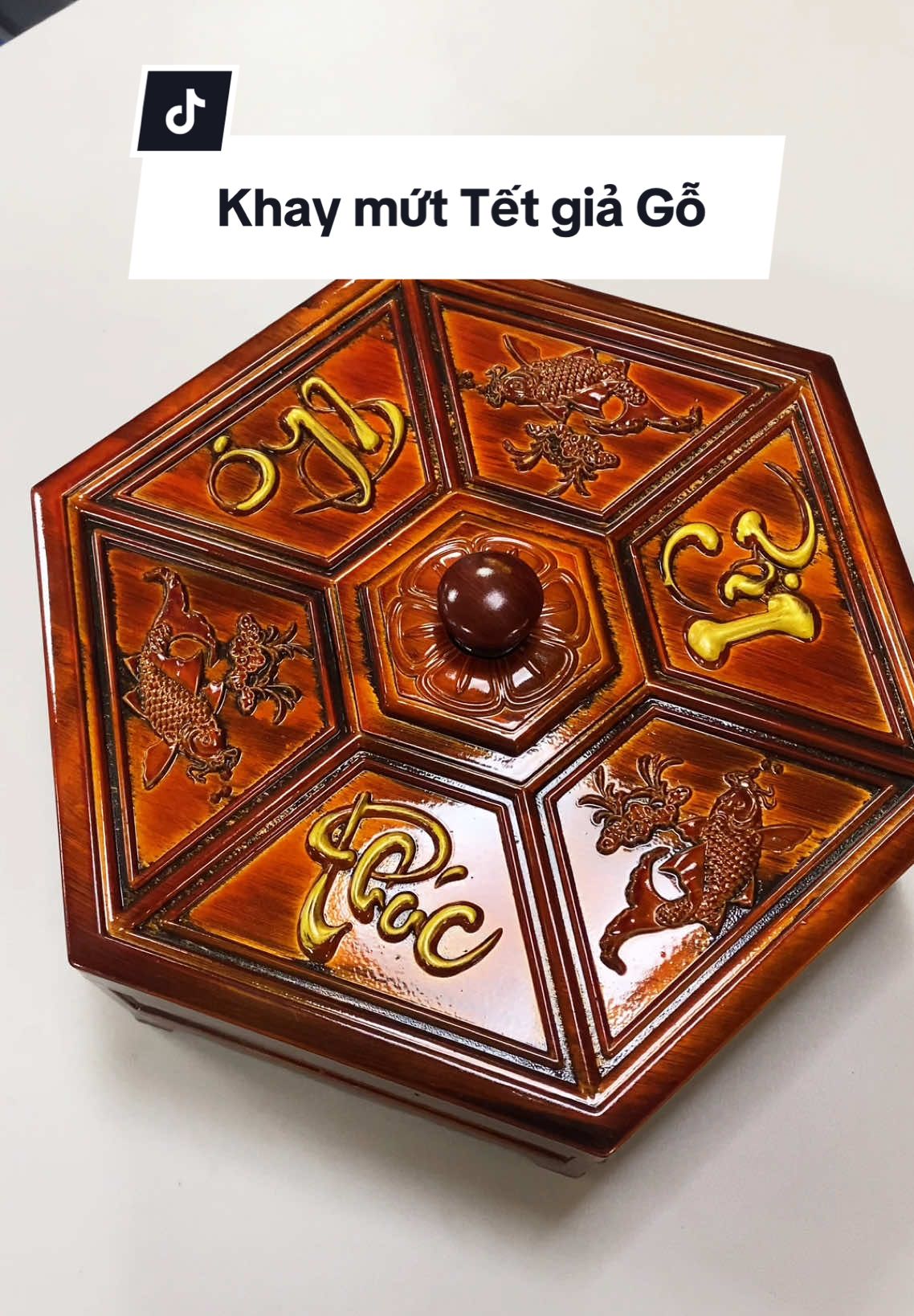 Khay đựng mứt, bánh kẹo Tết giả Gỗ Phúc Lộc Thọ  #khaymut #khaymuttet #khaymuttet2025 #khaybanhkeotet #khaydungbanhkeotet #khaymutgiago #decor #decorsiuxinh 