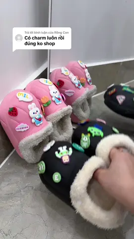 Trả lời @Rồng Con được tặng 10 cái charm dễ thương khi mua dép bông ấm áp cho bé #thanhnhan #depbong #depbongchobe #depbongditrongnha 
