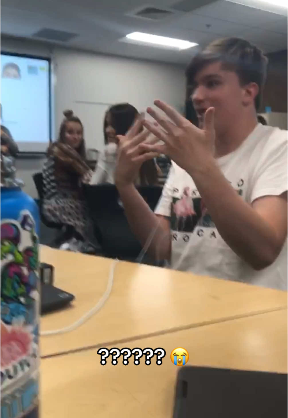 Why did he do this? 💀 (@pp) #fail #school #funny #friends #class 