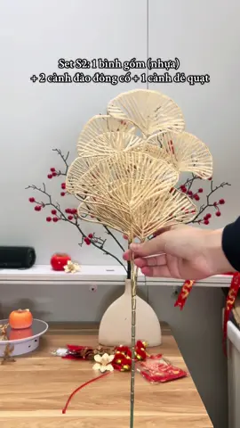 Bình hoa giả đào đông cổ - set S2. Trang trí Tết, lễ cưới, ăn hỏi #daodong #daodongco #trangtritet #trangtritieccuoi 