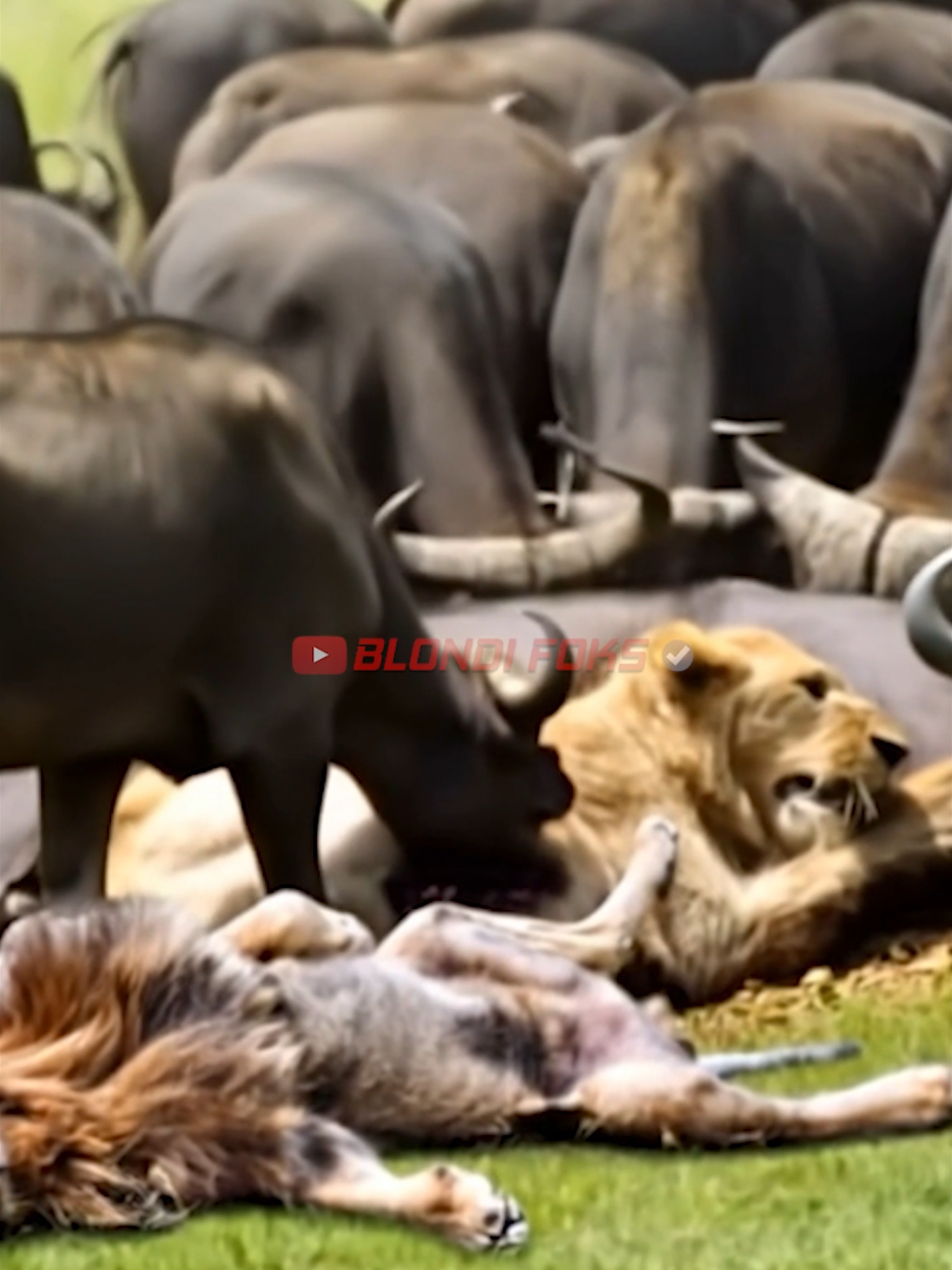 Manada de leones contra búfalos en la naturaleza. #león #búfalo #vidasalvaje #documental