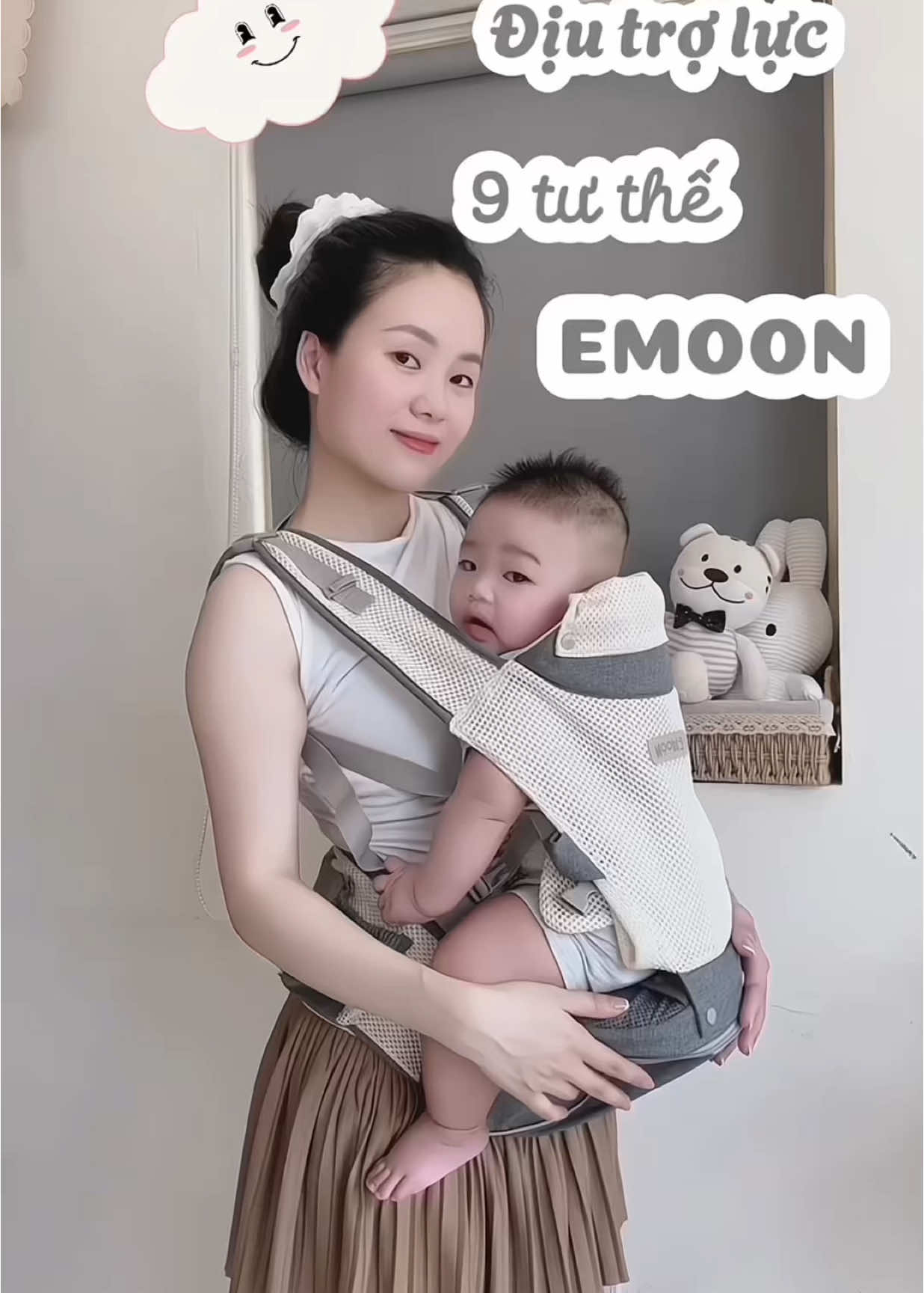 Địu trợ lực cho bé từ 0-36 tháng nè  #emoon #diutroluc #diutrolucemoon #diuemoon #diuembe #diuembe9tuthe #diuembesosinh #diubedichoi #diubesosinh #reviewdiuembe 