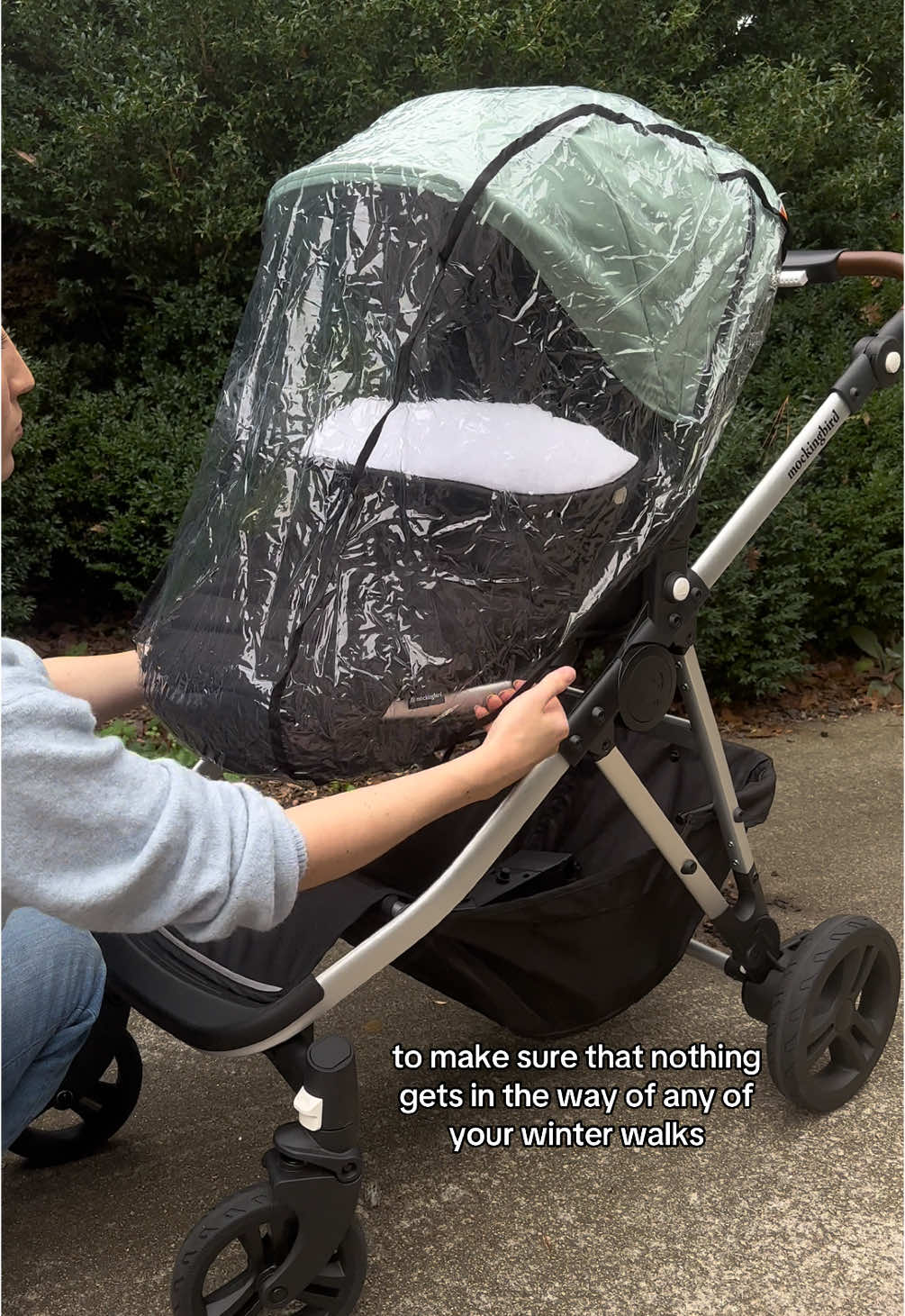 Winter hack alert! Keep your little one warm AND dry with both the footmuff AND rain cover (aka snow cover). #MockingbirdStroller #Stroller101 #DoubleStroller #StrollerResearch #StrollerHaul #StrollerTips #StrollerTricks #NewMom #NewDad #BestStroller #MomLife #DadLife #MillennialMom #NewParent #BabyHacks #MomHack #DadHack #2Under2 