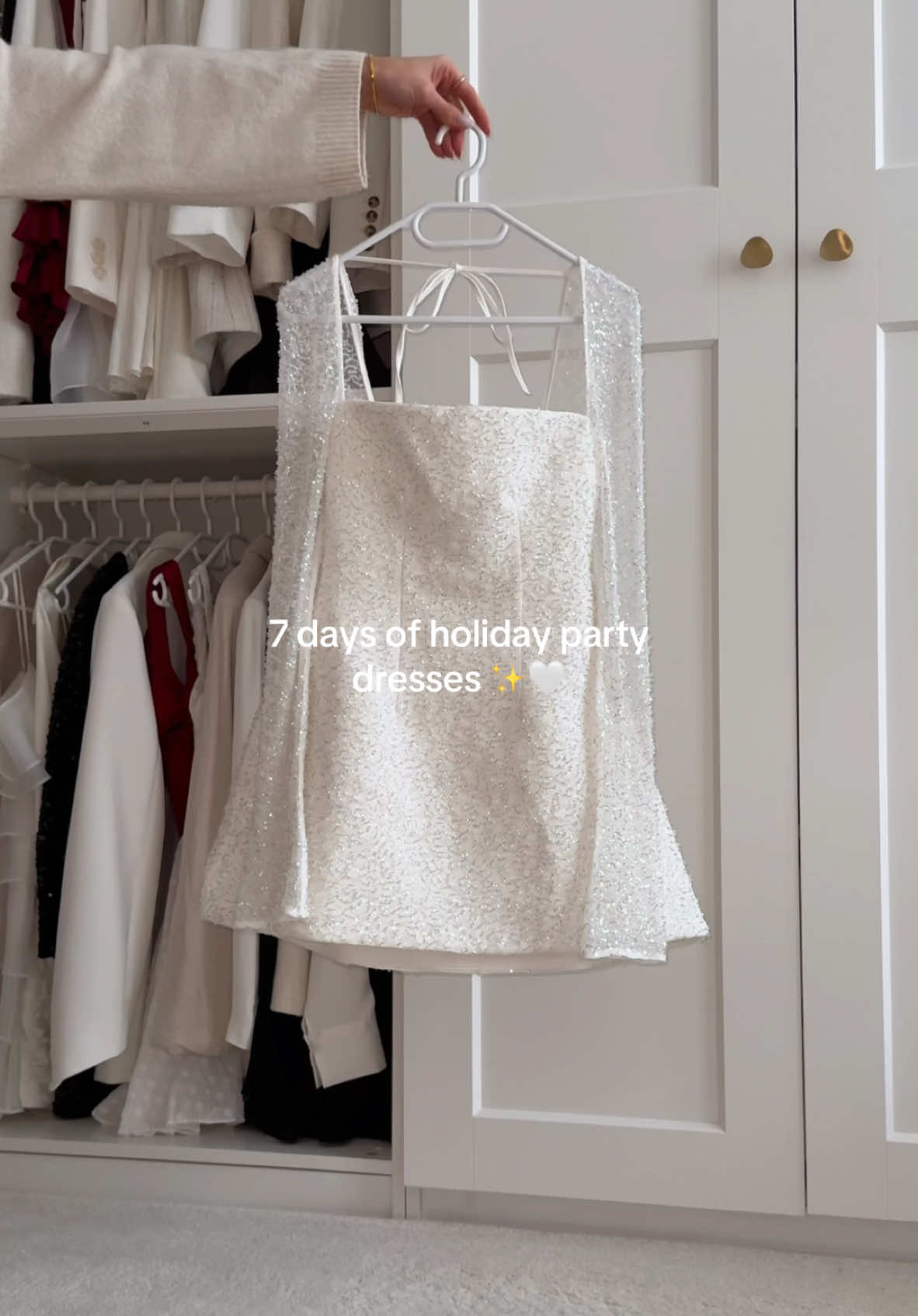 Day 7 - the dreamiest little white dress 🥹✨ #nyeoutfit #newyearseve #whitedress #sparklydress #formaldress #elegantstyle #partydress #nyedress #bridaldress #outfitinspo #babyboo #viraldress 
