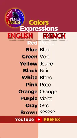 🎨 Découvrez les couleurs en français et en anglais facilement avec Krefex Academy ! 👉 Quelle est votre couleur préférée ? Dites-le en français dans les commentaires ! 😊 #LearnFrench #FrenchColors #LanguageLearning #BilingualEducation #EnglishToFrench #ColorsInFrench #LearnLanguages