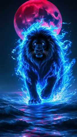 #ai #aicontent #aiart #livewallpaper #epic #blue #fire #lion #red #moon