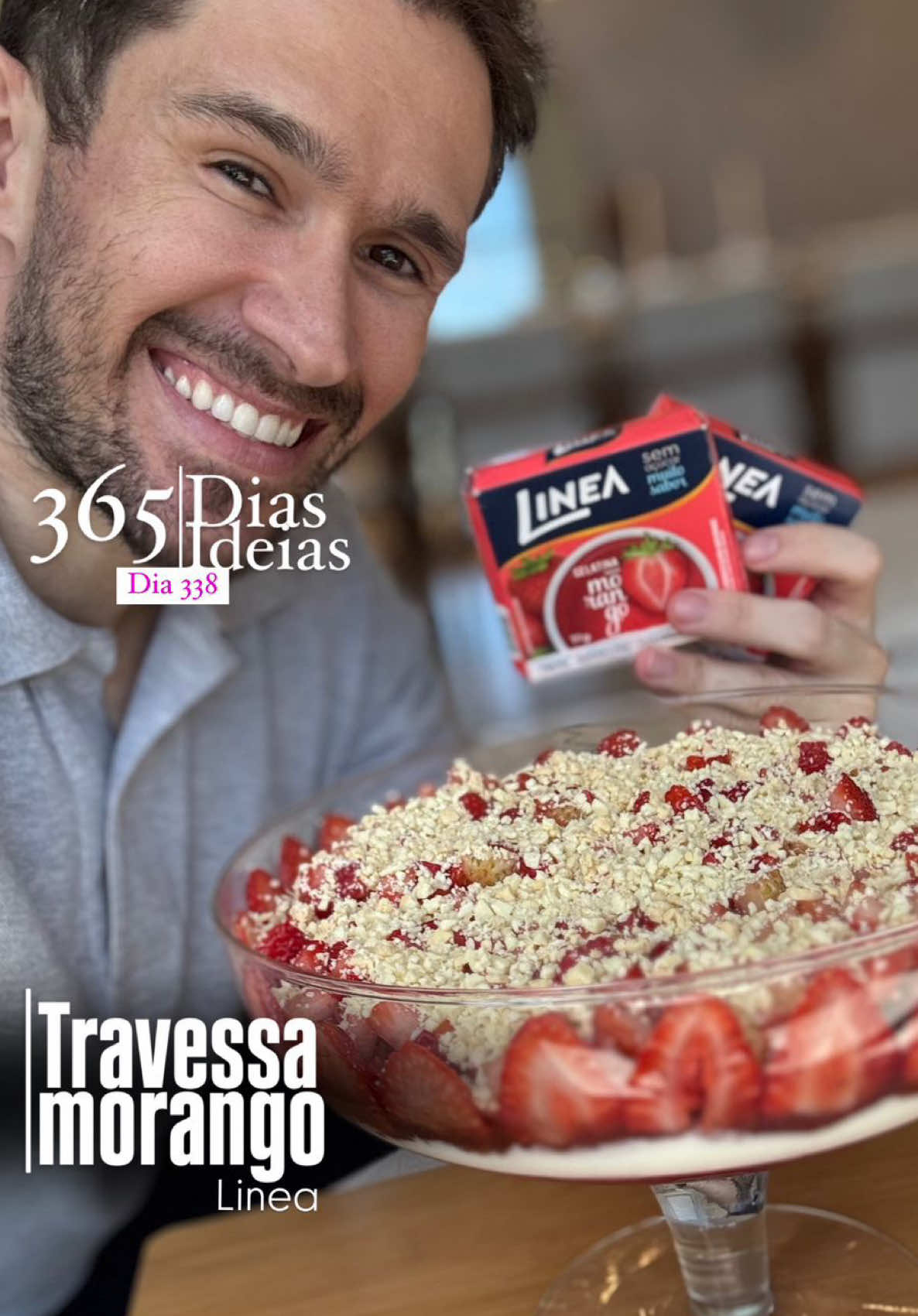 #repost @Nutri Jack  Dia 338: Travessa de morango Linea.  Use meu cupom de desconto no site da Linea: JACK10 Ingredientes: - Gelatina de morango Linea (1un) - Adoçante Stevia Linea (2 sachês) - Geleia de morango Linea (100g) - Chocolate branco Linea (3 unidades de 30g cada) - Morangos (500g) - Iogurte natural desnatado (300g) - Leite em pó desnatado (60g) Modo de preparo: Para a primeira camada prepare a gelatina de morango Linea (instruções na embalagem), deixe na geladeira por 2h e reserve.  Prepare o creme branco misturando o iogurte natural desnatado, o leite em pó e adicionando adoçante Stevia Linea.  Faça a terceira camada com a geleia de morangos Linea, cubra com morangos picados e finalize com o chocolate branco Linea ralado ou triturado.  Leve pra gelar por mais 2h e está pronto pra servir!  Fica espetacular! Informação nutricional para toda a receita: Calorias: 984kcal Carbo: 155g Ptn: 41,5g Lip: 28g Você pode e deve ser feliz fazendo dieta… Beijos do nutri! ♥️ #publi #receita #receitafit #receitafitness #lineaalimentos #LineaLover 